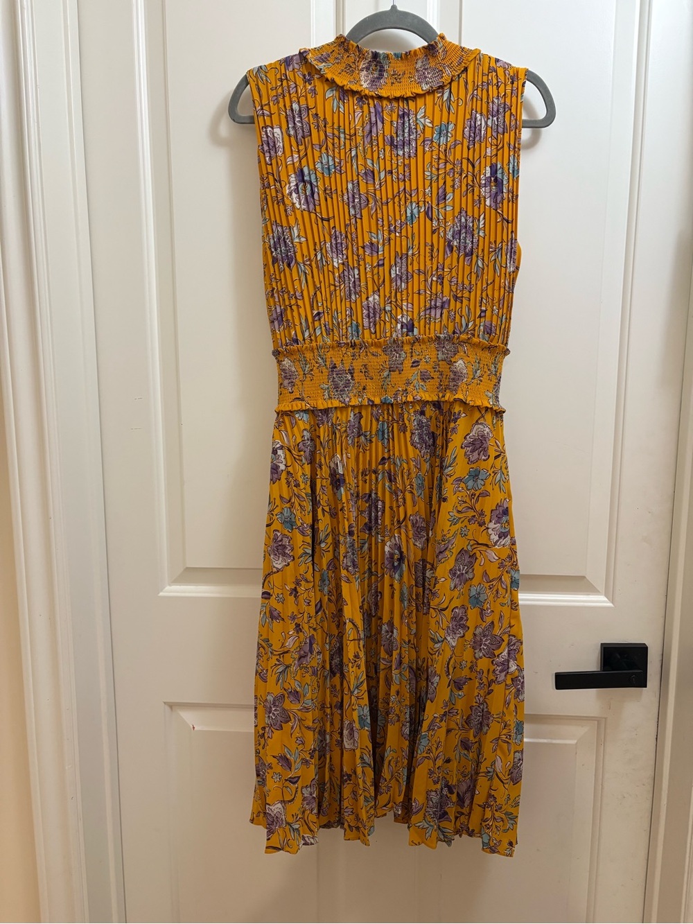 Nanette Lepore Mustard Yellow Floral Trim Top